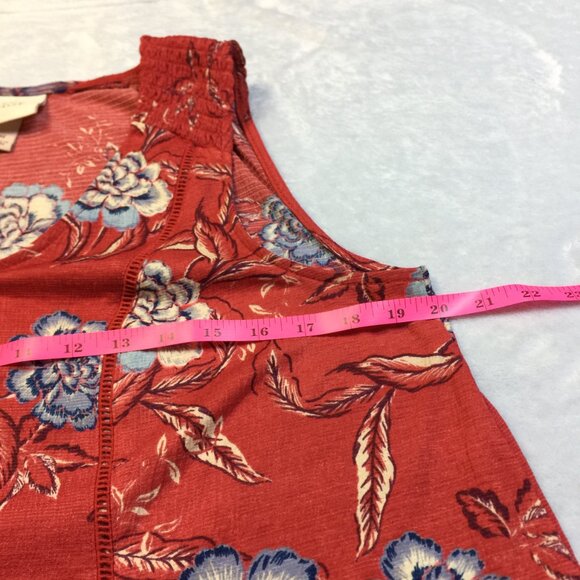 Knox Rose Blouse Tank Top Sz M Womans Red Blue Floral V-neck Sleeveless Stretch - Picture 8 of 10